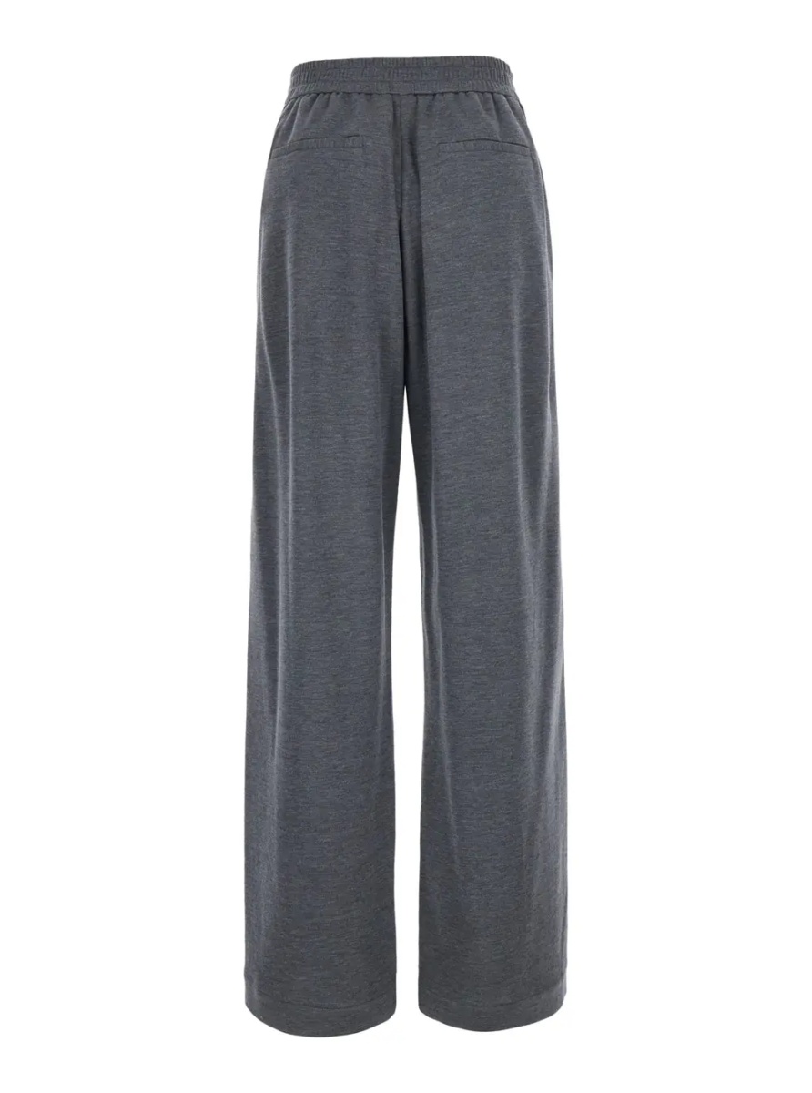 Pantaloni Gray Pants with elastic drawstring waist and Monil detail on the side in cotton blend for women - Img 2