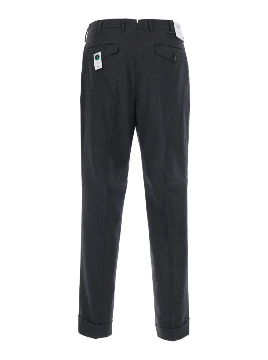 Pantaloni Grey Pants with Belt Loops and Front Pleats in Fabric for Men - Img 2