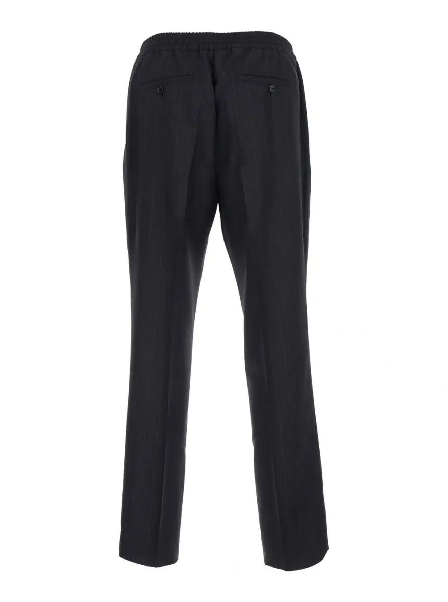 Pantaloni Grey pants with elasticated waist and all-over striped motif in cotton for men - Img 2