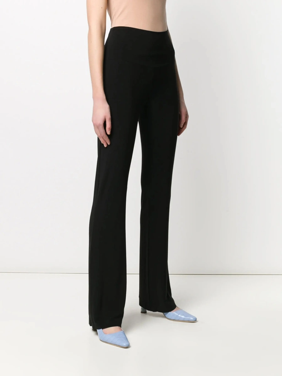 Pantaloni High-Waisted Boot Pants with Wide Leg in Black Tech Fabric for Women - Img 5