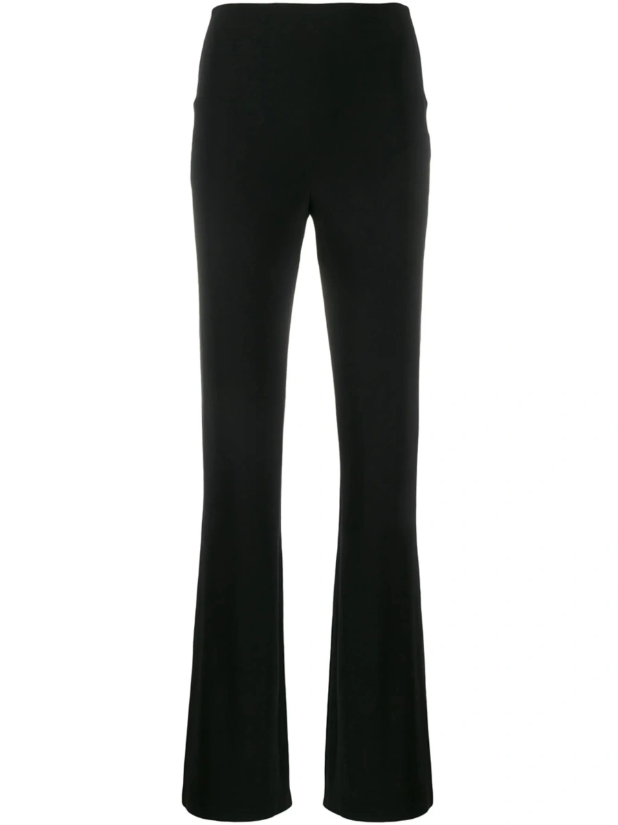 Pantaloni High-Waisted Boot Pants with Wide Leg in Black Tech Fabric for Women - Img 8