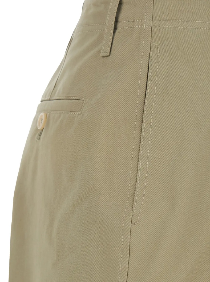 Pantaloni High-Waisted Pants with Belt Loops in Beige Cotton for Women - Img 3