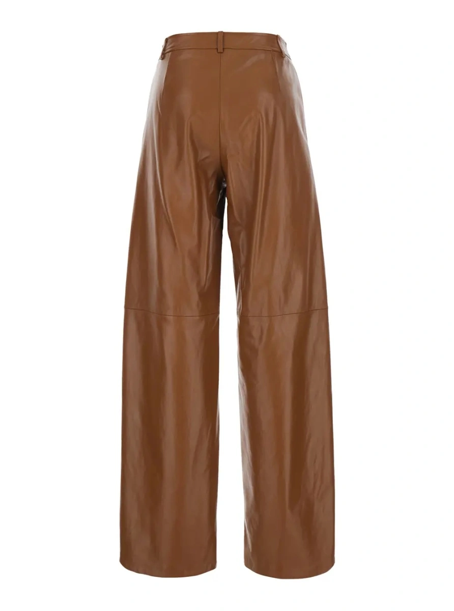Pantaloni MaxMara Studio bej din piele - Img 2