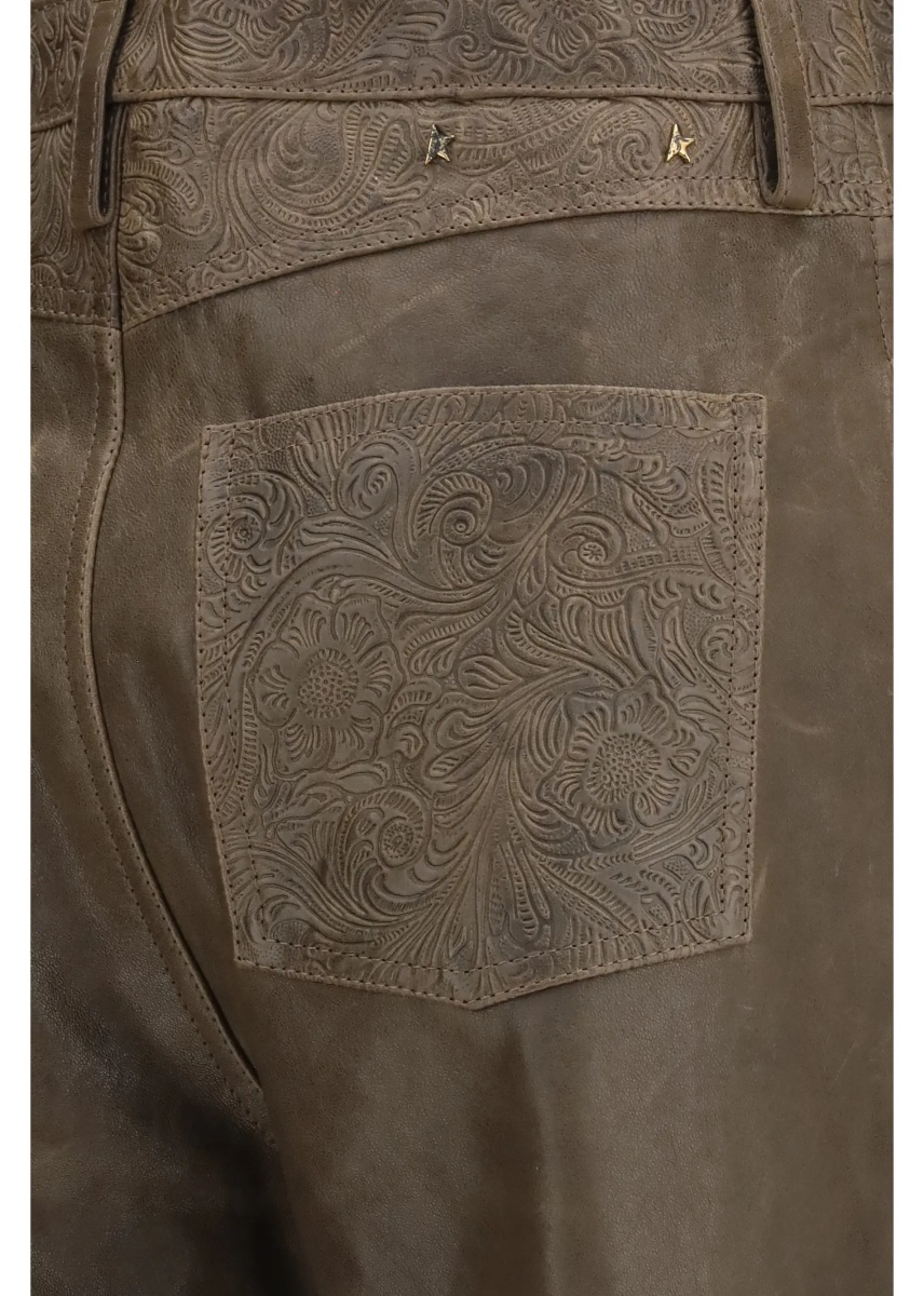 Pantaloni Melany leather Pants with embroidery - Img 3