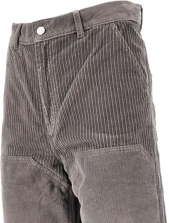 Pantaloni Mfpen gri din catifea reiata - Img 2