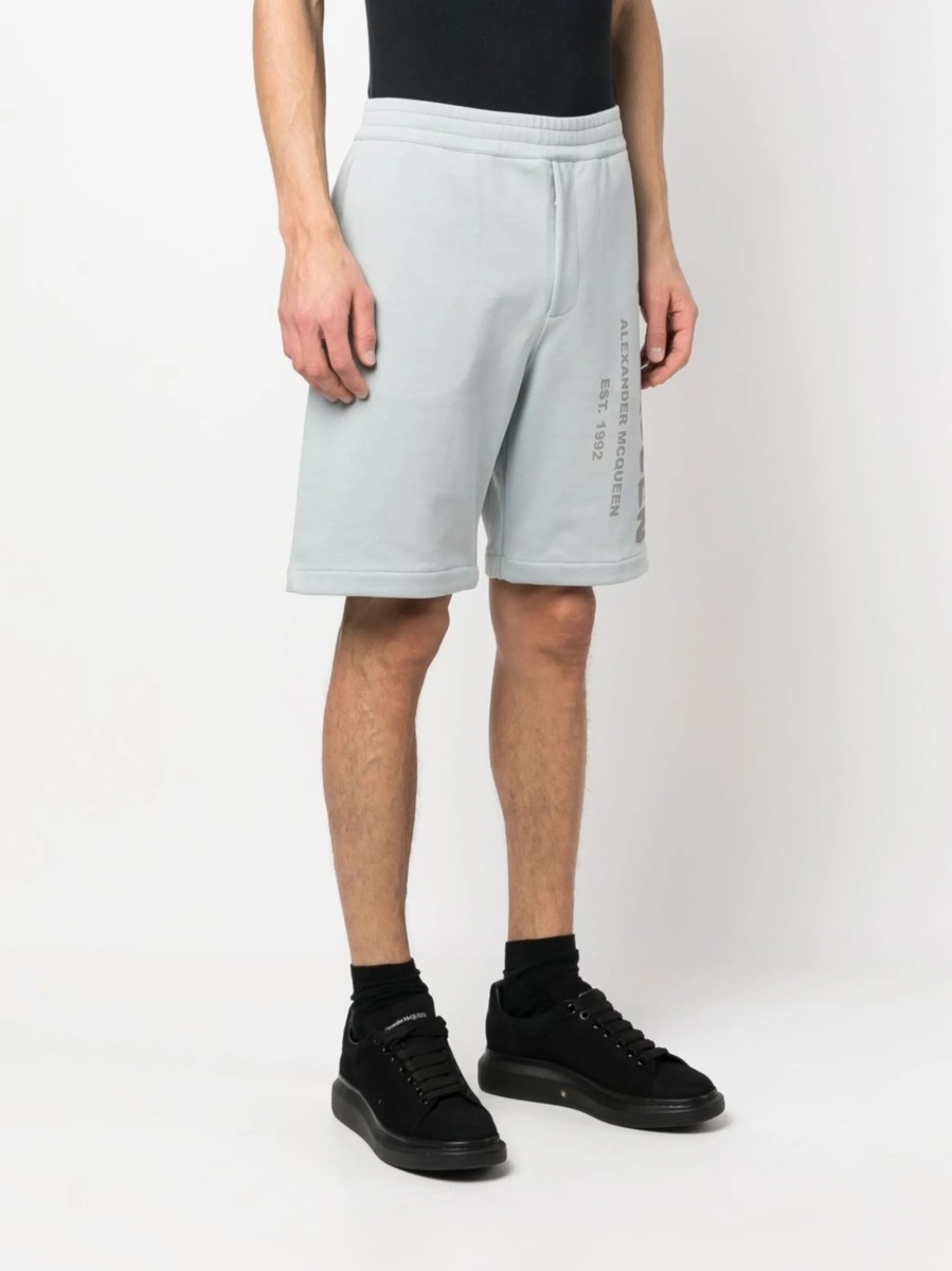 Pantaloni scurti Alexander McQueen albastri din bumbac - Img 3