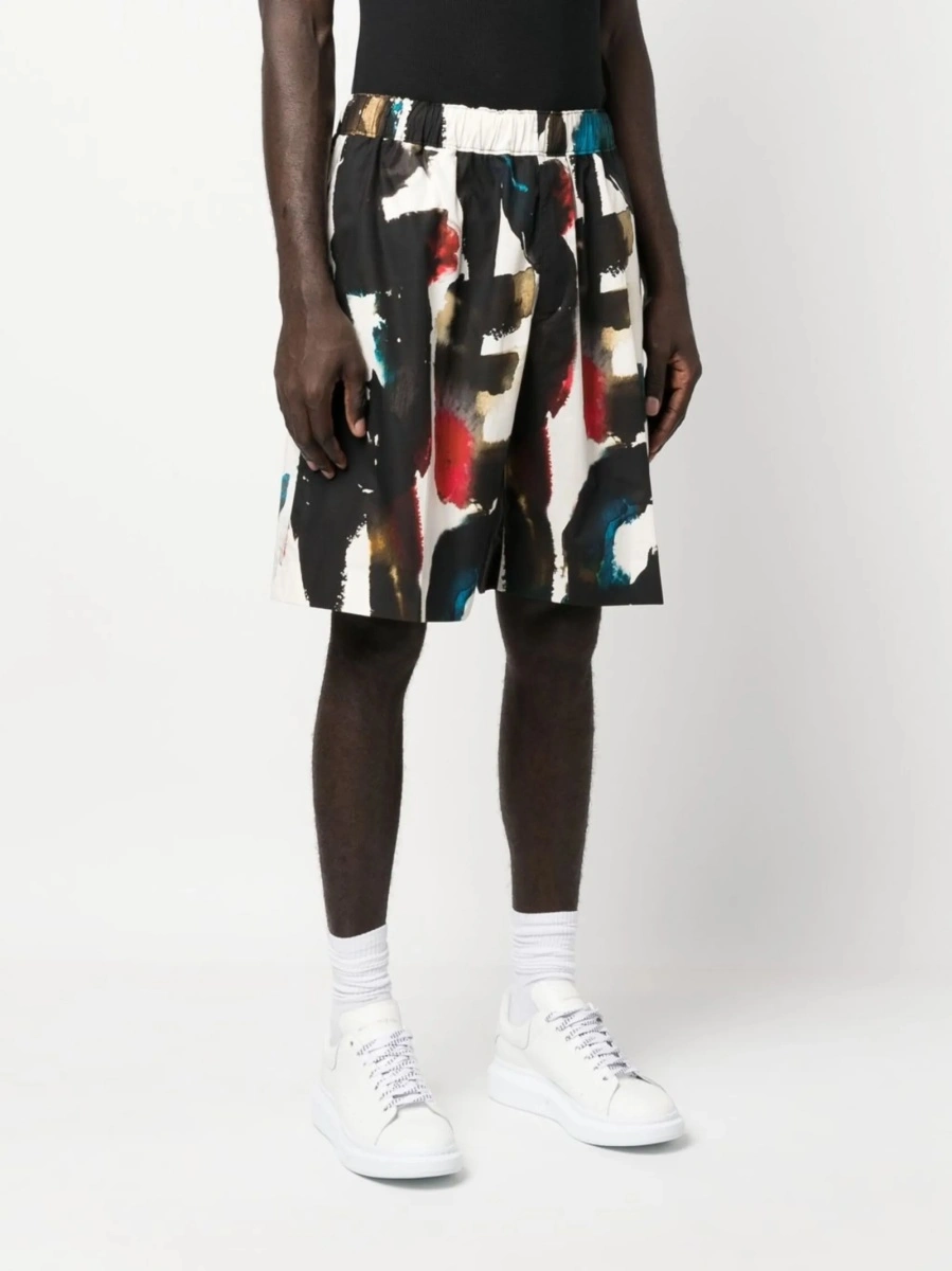 Pantaloni scurti Alexander McQueen negri din bumbac - Img 3
