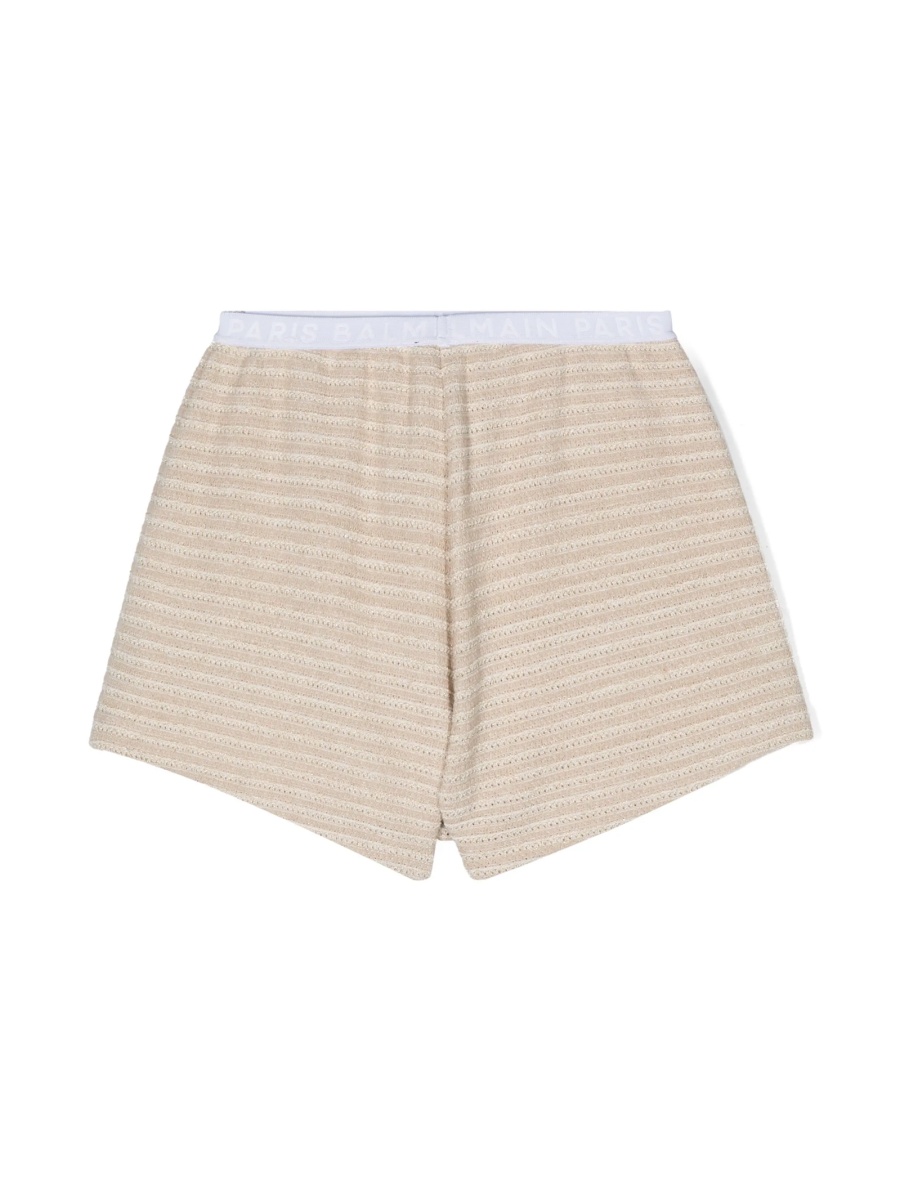 Pantaloni scurti Balmain neutri din fibre si elastan - Img 2