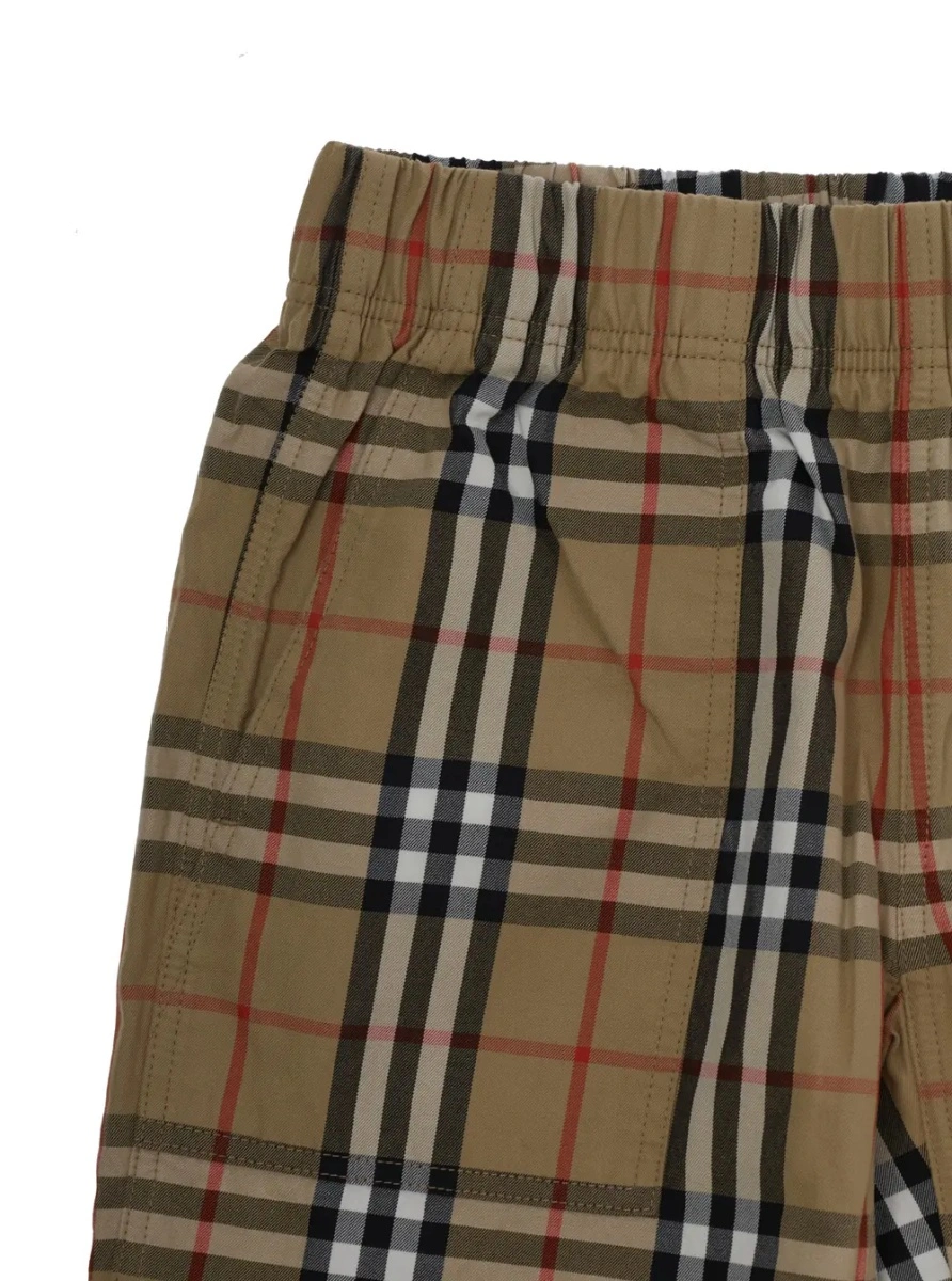 Pantaloni scurti Burberry Kids bej din bumbac - Img 3