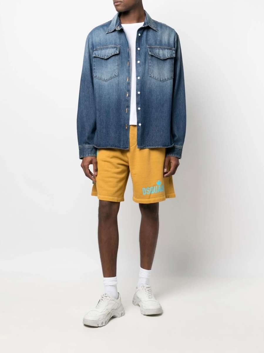 Pantaloni scurti DSQUARED2 portocalii din bumbac organic - Img 2