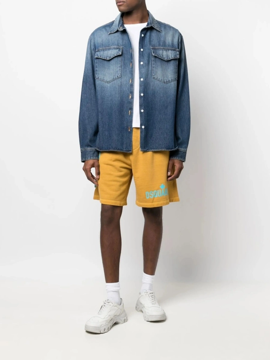 Pantaloni scurti DSQUARED2 portocalii din bumbac organic - Img 2
