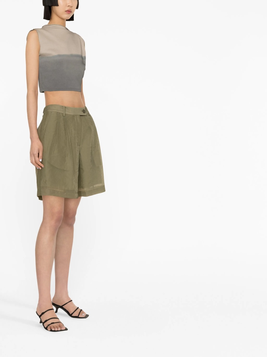 Pantaloni scurti HELMUT LANG verzi din nylon si cupru - Img 3