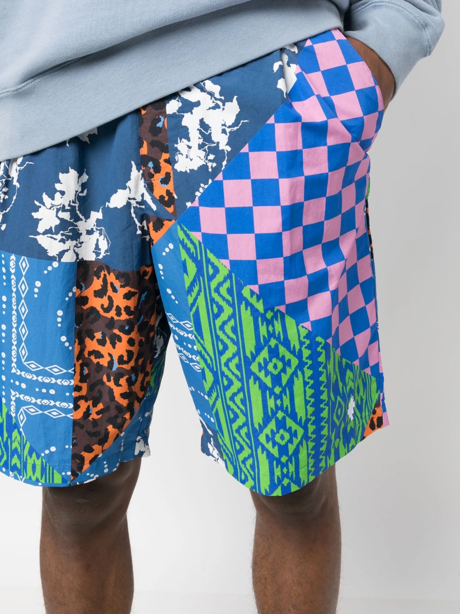 Pantaloni scurti Marcelo Burlon albastri din poliamida si polyester - Img 5
