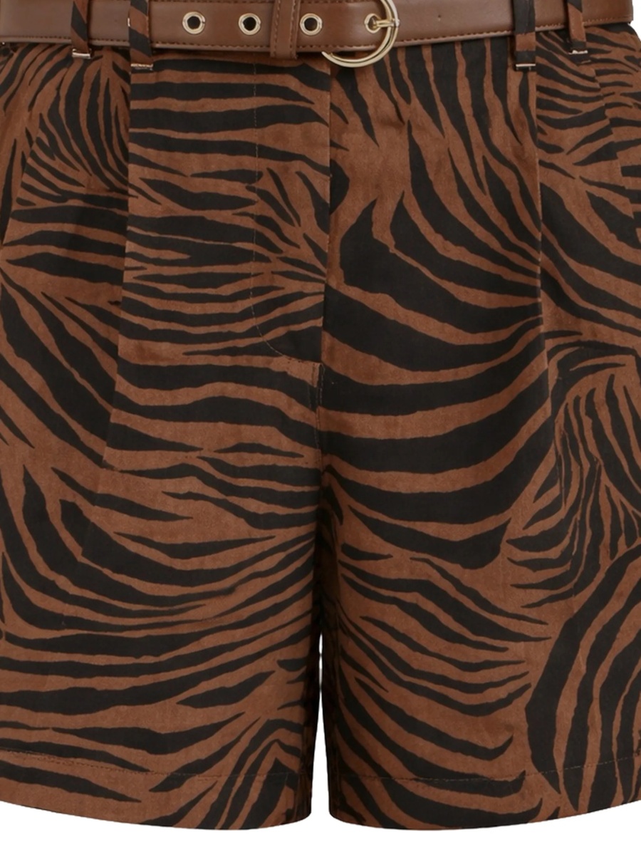 Pantaloni scurti MaxMara Studio maro din in si bumbac - Img 2