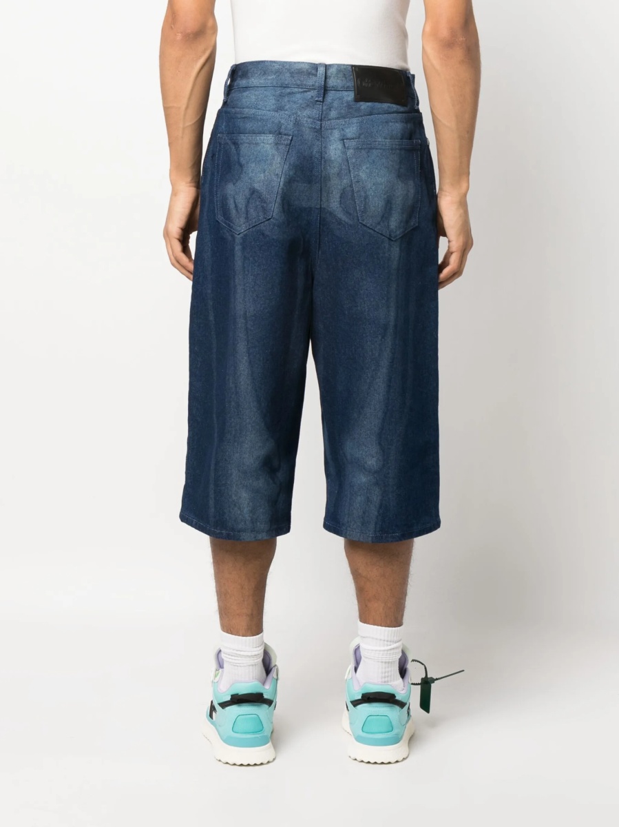 Pantaloni scurti Off-White albastri din bumbac - Img 4