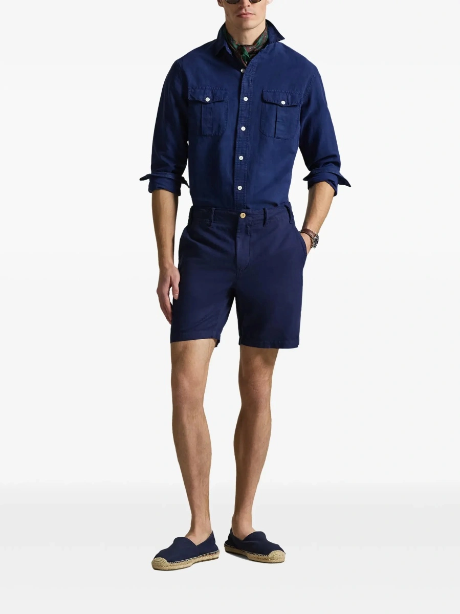 Pantaloni scurti Ralph Lauren albastri din in si bumbac - Img 4