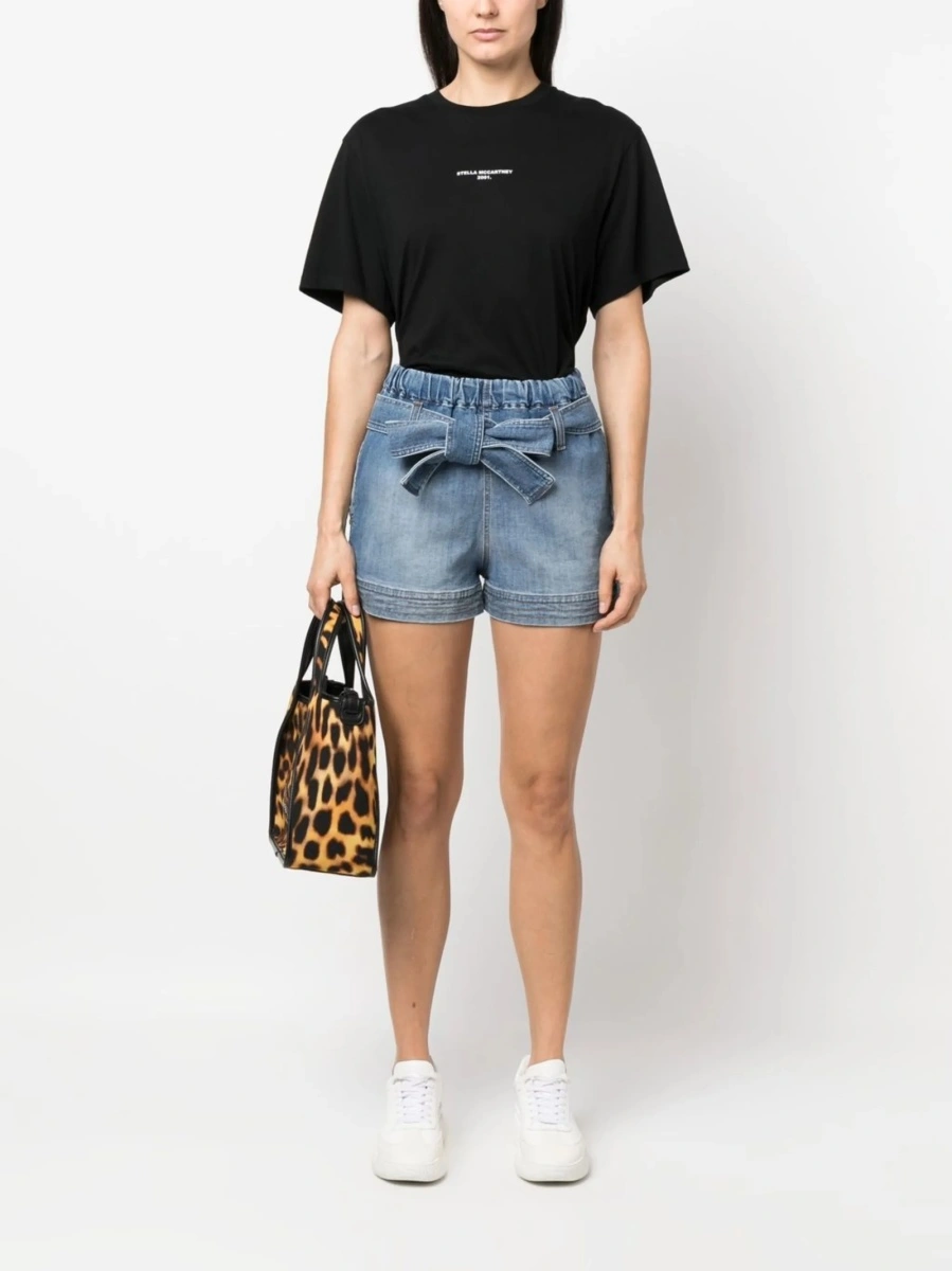 Pantaloni scurti Stella McCartney albastri din elastan si bumbac - Img 2