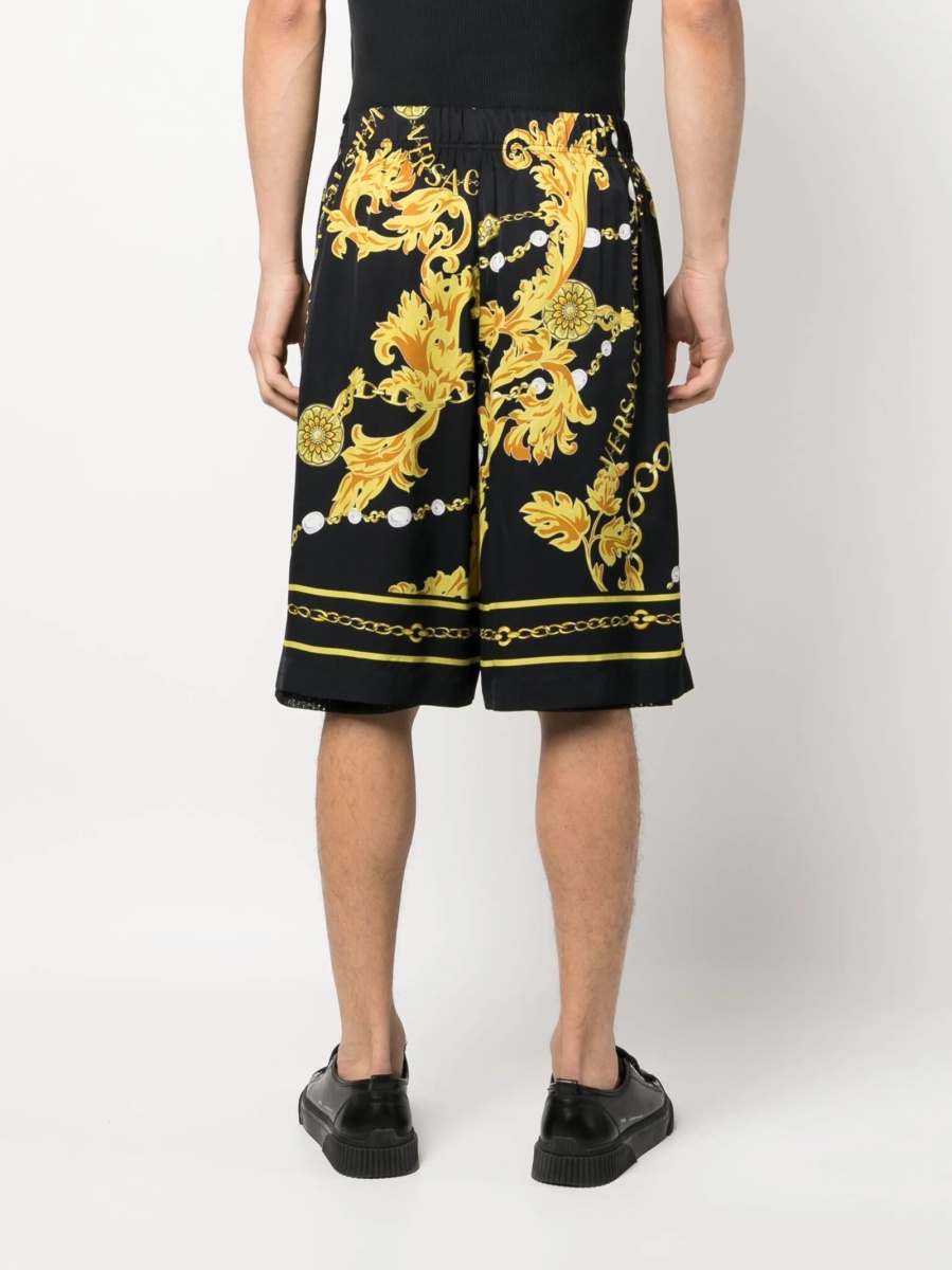 Pantaloni scurti Versace Jeans Couture negri din vascoza - Img 4