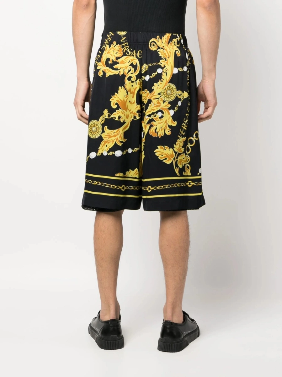 Pantaloni scurti Versace Jeans Couture negri din vascoza - Img 4