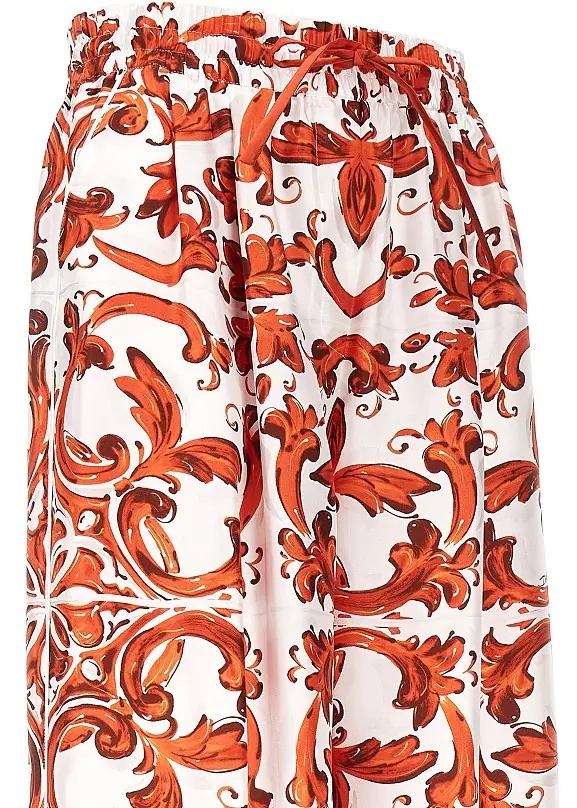 Pantaloni Silk pants with Maiolica print - Img 2