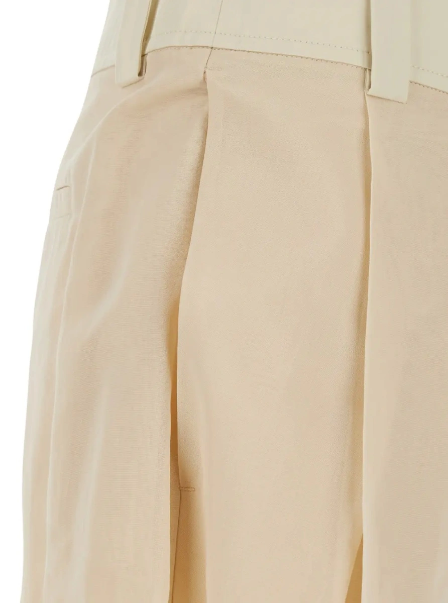 Pantaloni SPORTMAX albi din bumbac - Img 3