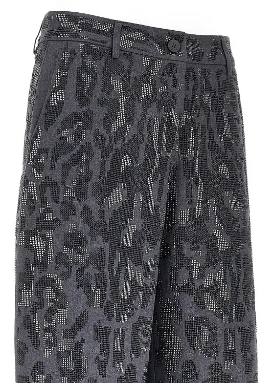 Pantaloni Strass-embellished leopard wide leg pants - Img 2