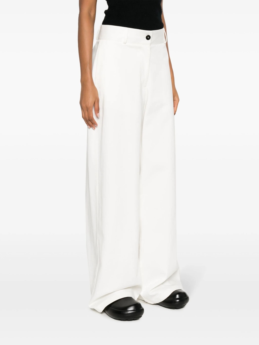 Pantaloni talie inalta Jil Sander albi din bumbac - Img 3
