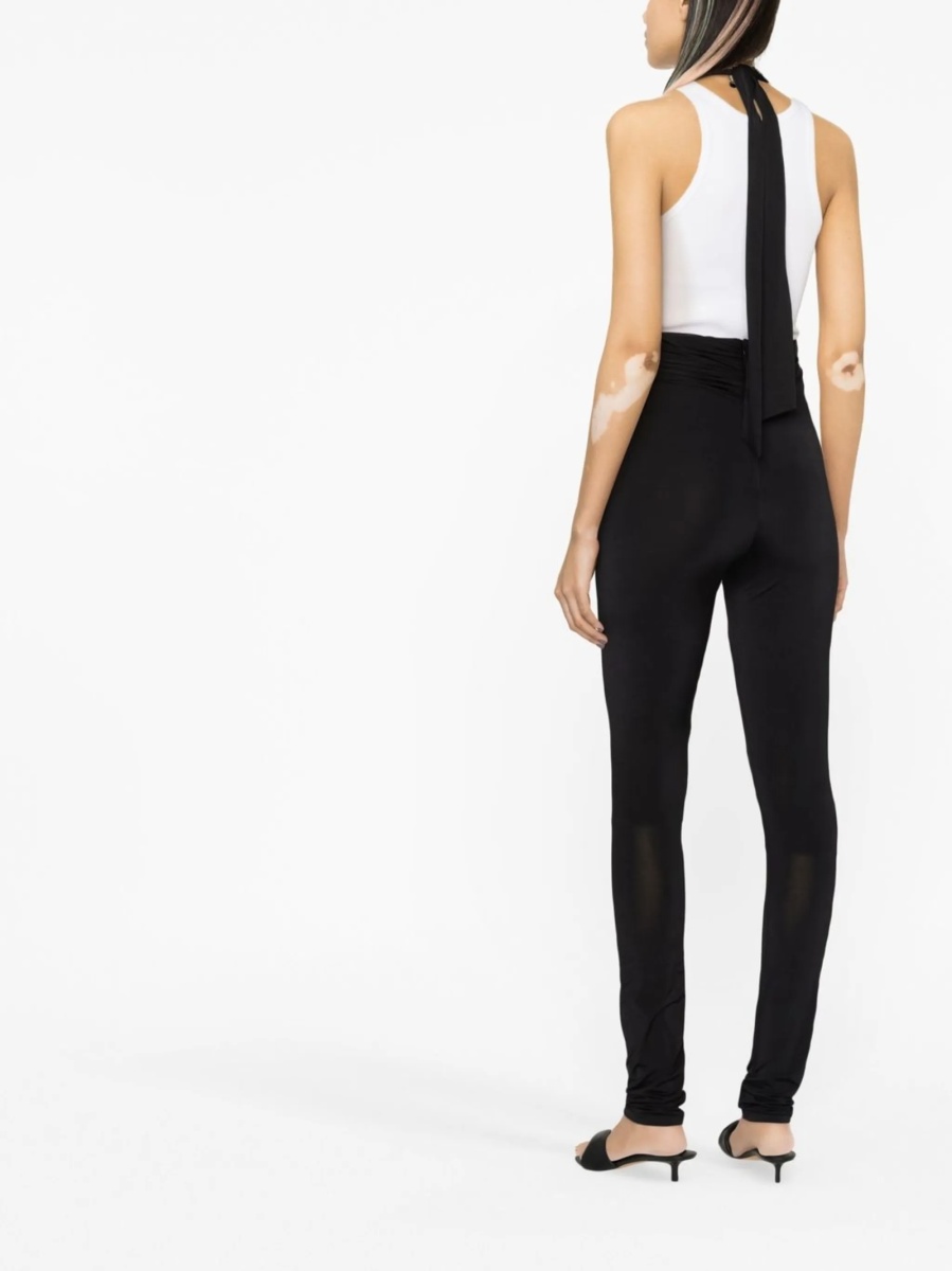 Pantaloni talie inalta THE ATTICO negri din spandex/elastan si polyester - Img 3