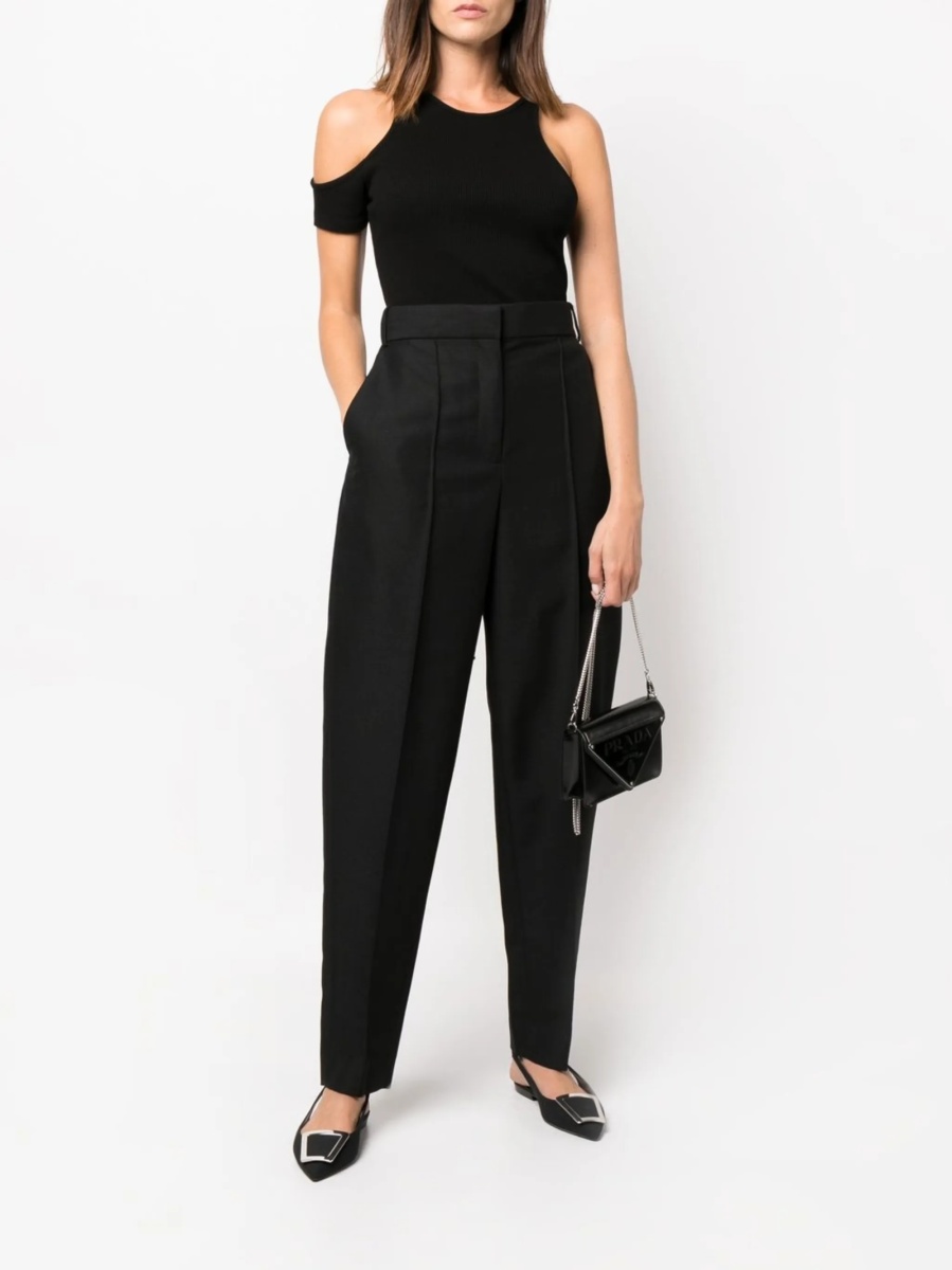 Pantaloni talie inalta Tory Burch negri - Img 2