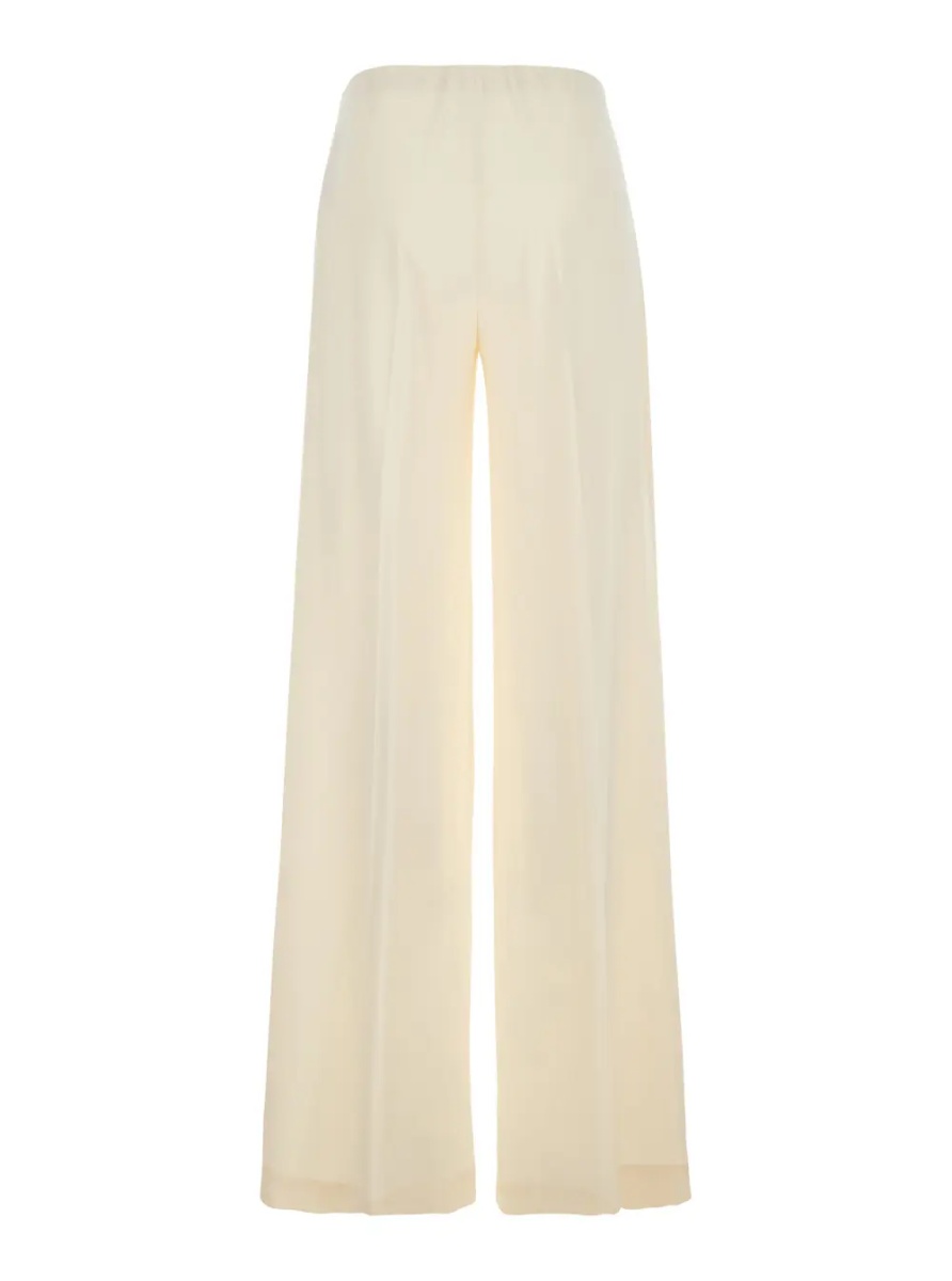 Pantaloni White Fabric Elasticated Waist Pants for Women - Img 2