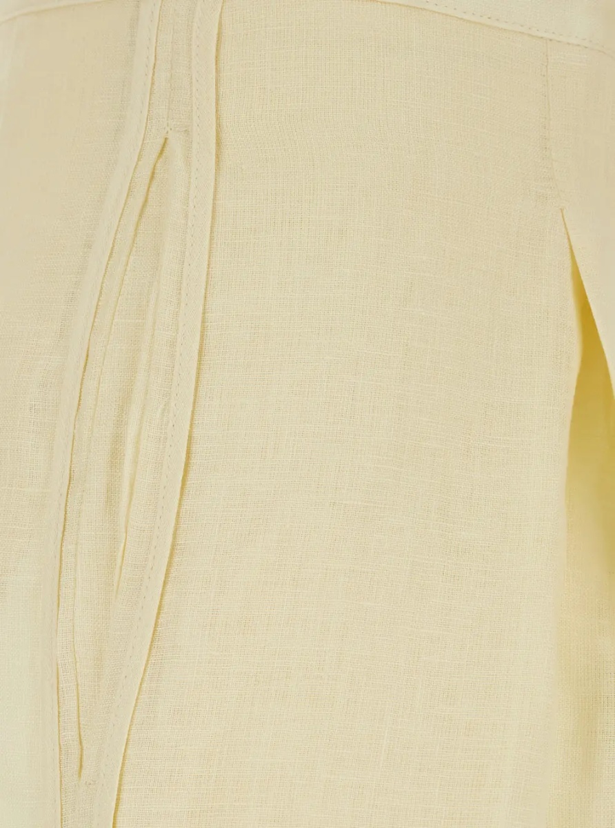 Pantaloni Yellow Pants with Drawstring Waist in Linen for Women - Img 3