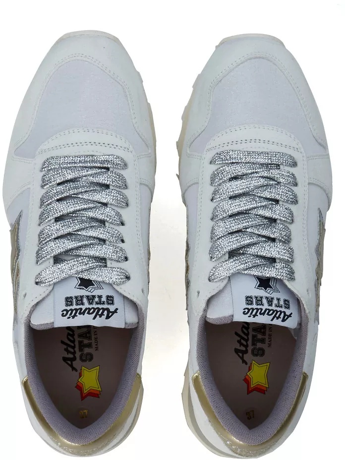 Pantofi Alhena White, Gold And Silver Leather Sneakers* - Img 5