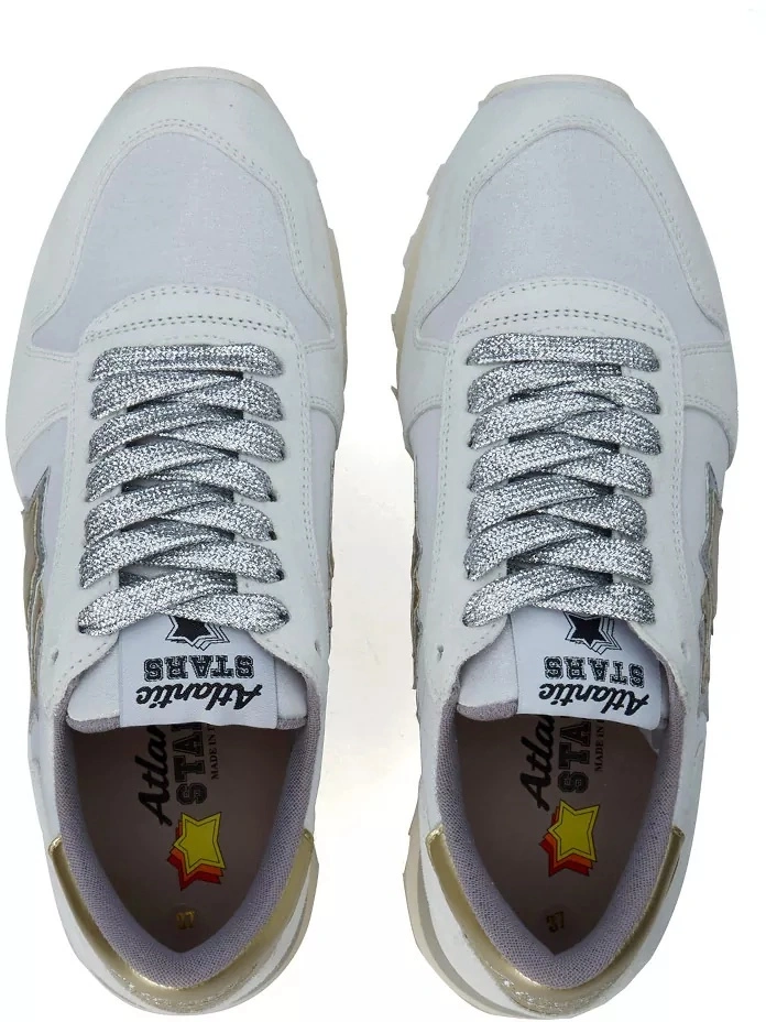 Pantofi Alhena White, Gold And Silver Leather Sneakers* - Img 5
