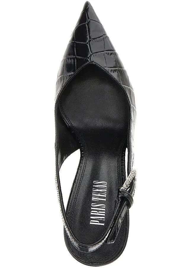 Pantofi Croco-embossed leather 'Lidia' slingback pump - Img 4
