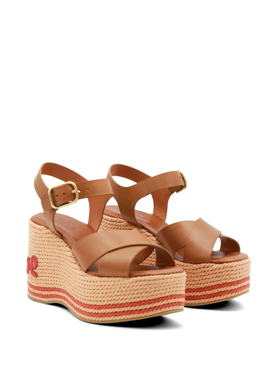 Pantofi cu platforma Chloe maro din piele - Img 4