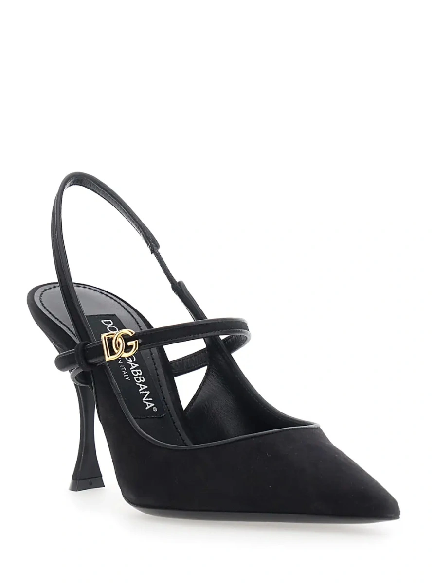 Pantofi cu toc Dolce &amp; Gabbana negri din piele intoarsa - Img 2