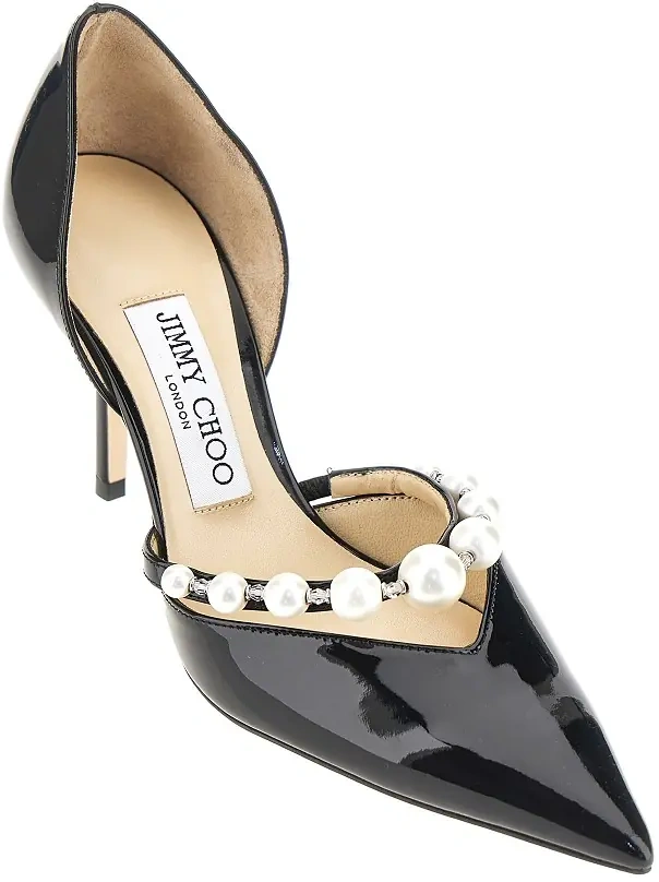 Pantofi cu toc Jimmy Choo negri din piele lacuita 'Aurelie 85' - Img 2