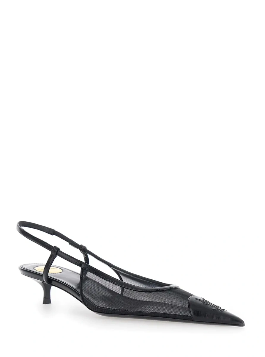 Pantofi cu toc Saint Laurent negri din piele - Img 2