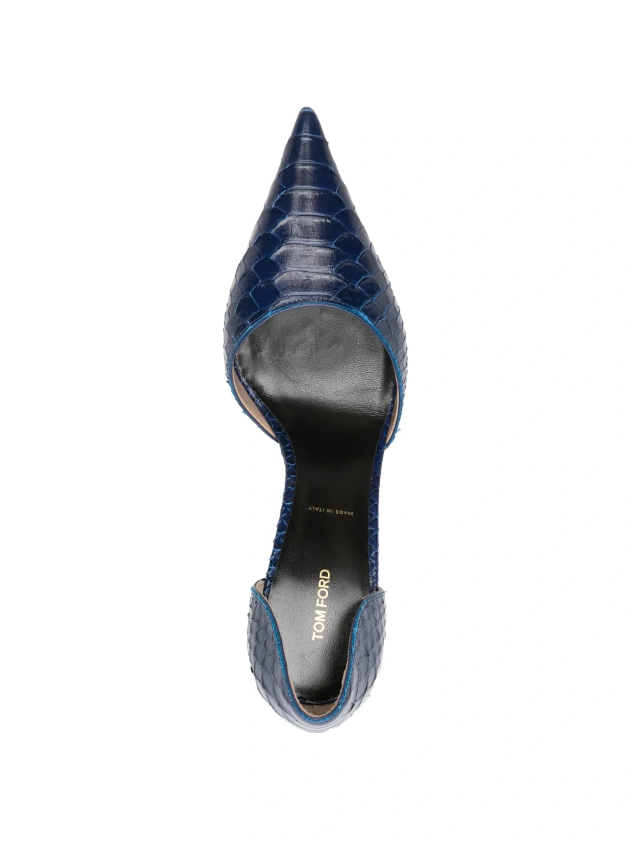 Pantofi cu toc Tom Ford albastri din piele - Img 7