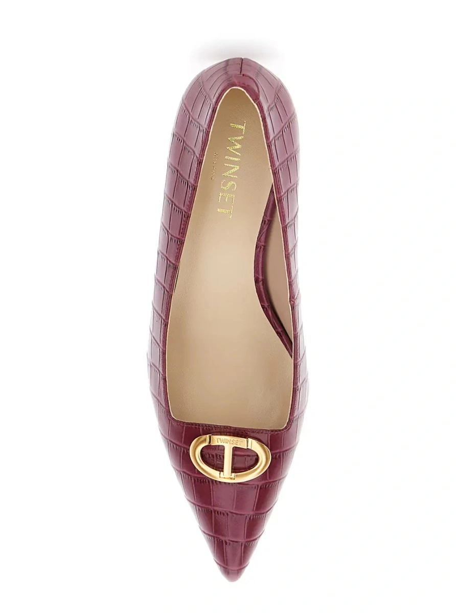 Pantofi cu toc TWINSET rosii din piele - Img 4