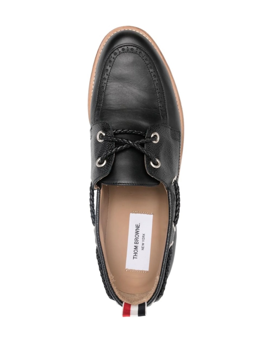 Pantofi de navigatie Thom Browne negri din piele - Img 4