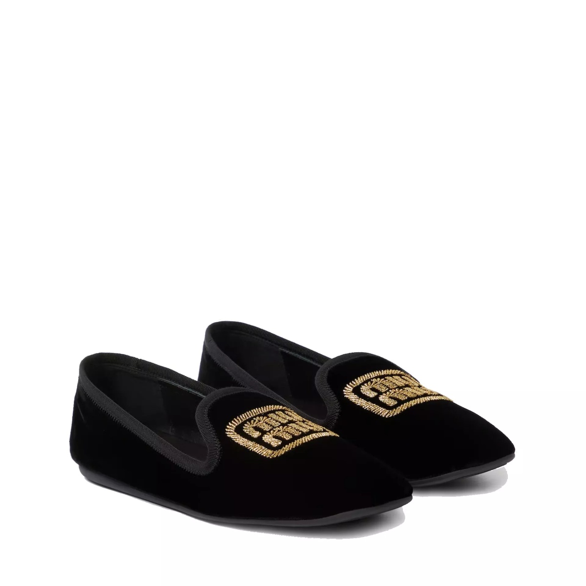 Pantofi Miu Miu Logo Velvet Flats - Img 2