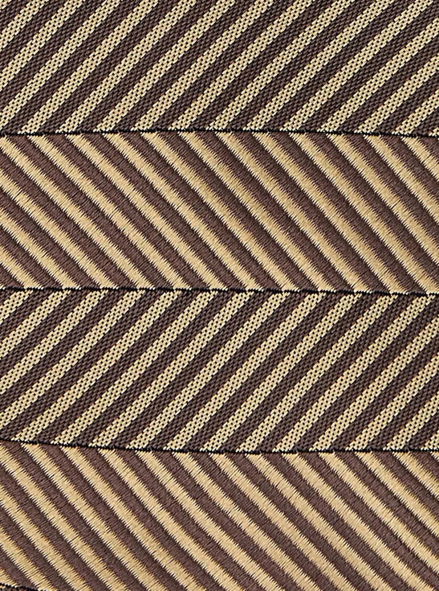 Papioane Beige Pocket square with Chevron motif and geometric print in silk for men - Img 3