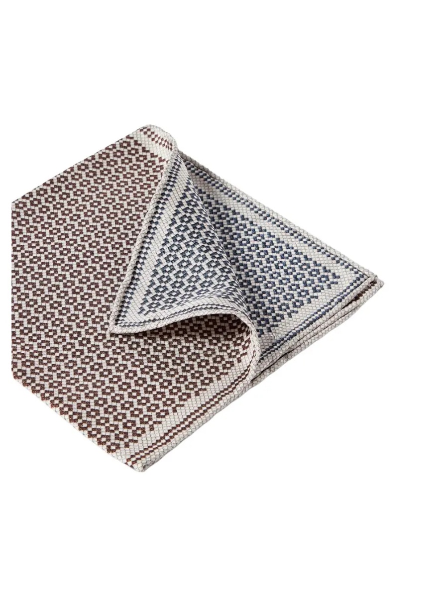 Papioane Multicolor Pocket square with Chevron motif and geometric print in silk for men - Img 2