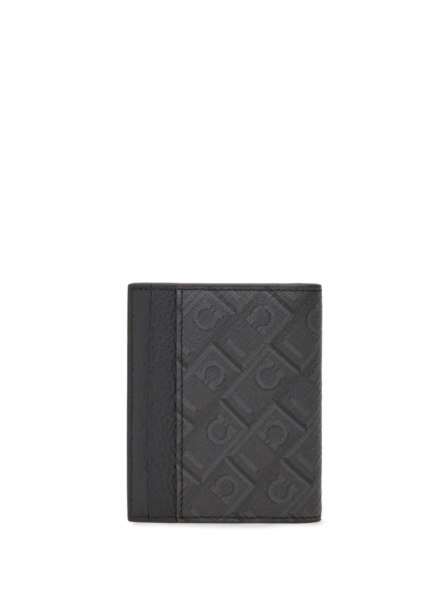 Portofel Ferragamo negru din material textil si piele - Img 2