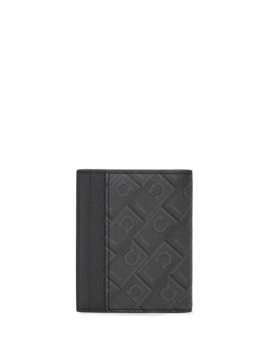 Portofel Ferragamo negru din material textil si piele - Img 2