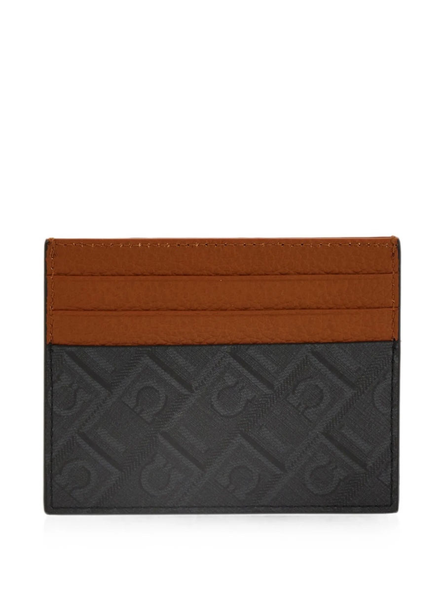 Portofel Ferragamo negru din material textil si piele - Img 2