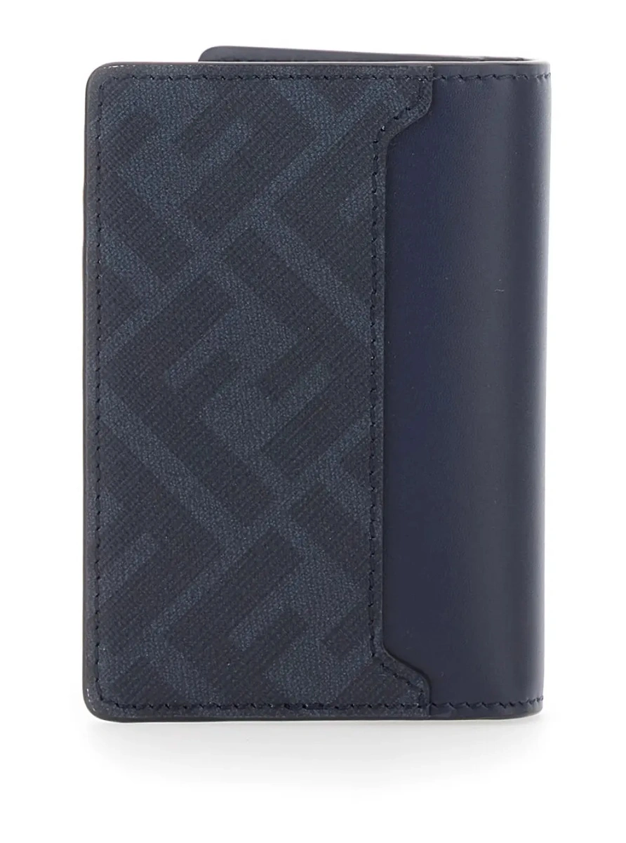 Portofele Blue Leather Card Holder with FF Logo Plate on the Front for Men - Img 2