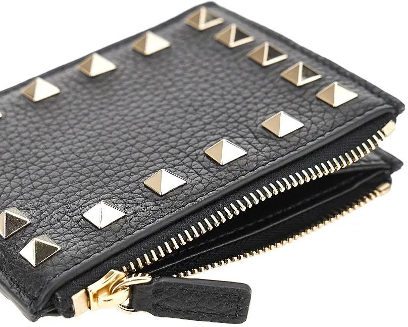 Portofele 'Rockstud' grained leather coin purse - Img 3