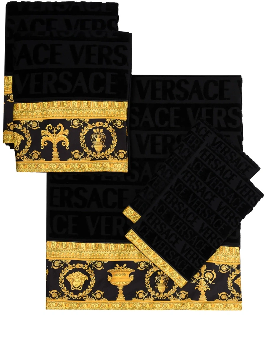 Prosoape de baie VERSACE HOME negre din bumbac - Img 4